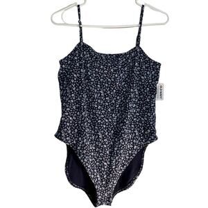 NWT Old Navy Blue Ditzy Floral Print Adjustable Strap Body Suit Size L